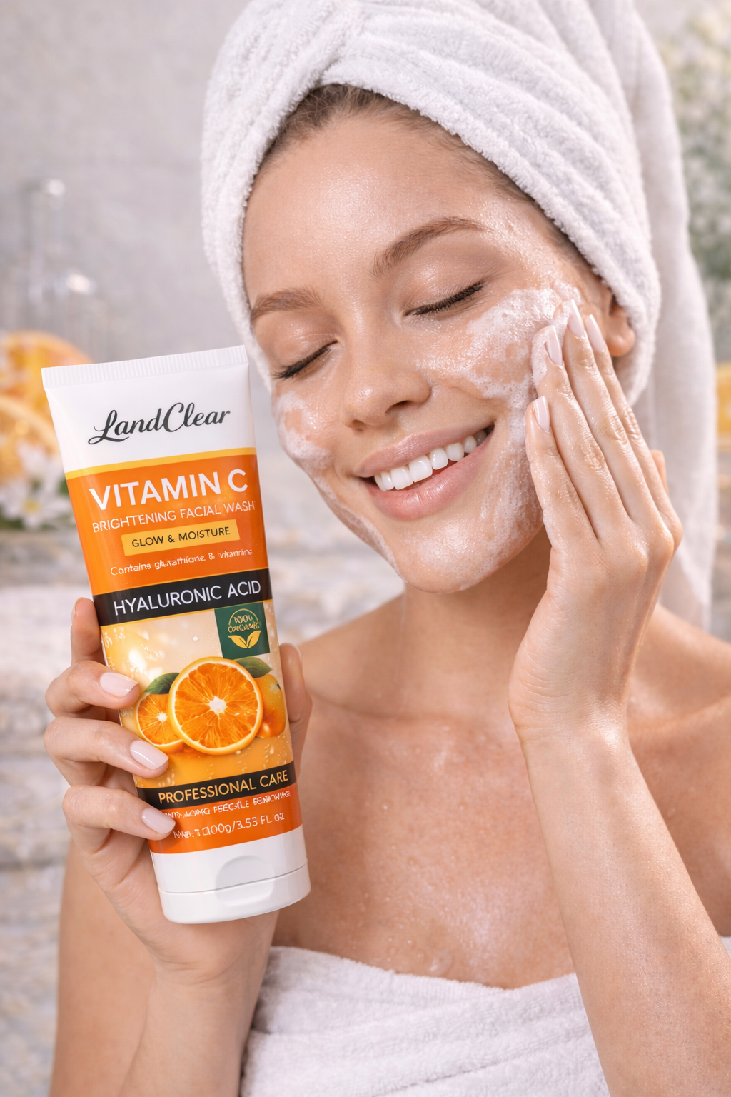 LandClear Vitamin C Complete Brightening Set – 3-Step Radiance Routine with Hyaluronic Acid & Glutathione (Wash, Serum, & Cream)